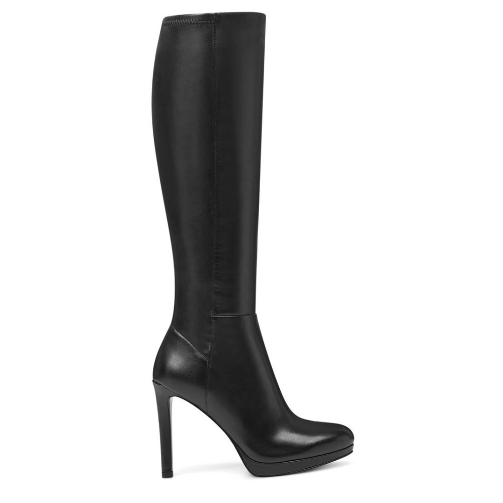 NINE WEST New Quizme Black Leather Knee high boots Size 9 M NEW NWT $199 Retail